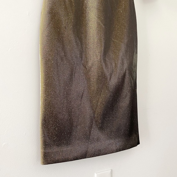 Area Metallic Pyrite Gold Midi Sheath Dress NWT - Picture 7 of 10